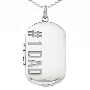 Sterling Silver  1 Dad Dog Tag Photo Locket