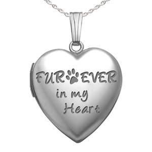 Sterling Silver   Fur ever in my heart   Heart Photo Locket