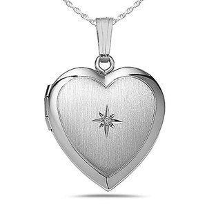 Sterling Silver Diamond Heart Photo Locket