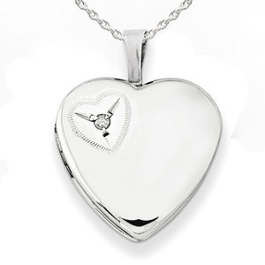 Sterling Silver Cubic Zirconia Heart Photo Locket