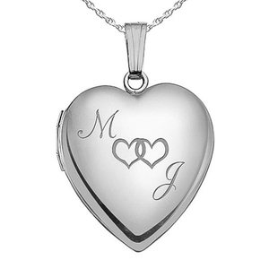 Sterling Silver  Together Forever  Heart Photo Locket