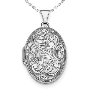 Sterling Silver Floral Oval Photo Locket