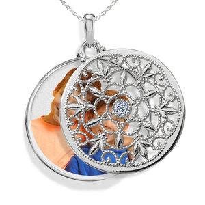 Sterling Silver Swivel Round Photo Locket