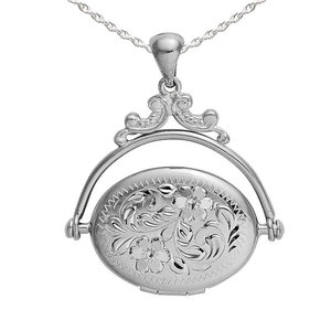 Sterling Silver Swivel   Spinner Oval Photo Locket