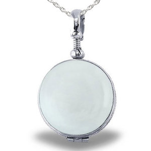 Sterling Silver Glass Greek Key Rim Round Photo Locket