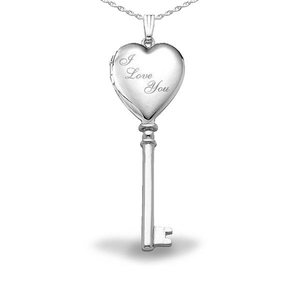 Sterling Silver   I Love You   Key Photo Locket