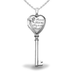 Sterling Silver Key To My Heart Photo Locket