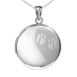 Sterling Silver Dog Paw Round Photo Locket