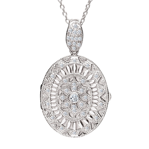 Cubic Zirconia  CZ  Oval Photo Locket