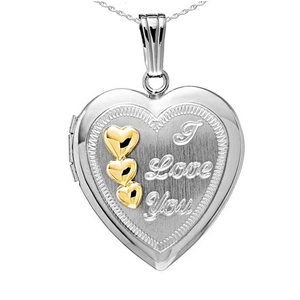 Sterling Silver   I Love You   Heart Photo Locket