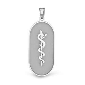 14k White Gold Medical ID Pill Shaped Charm or Pendant