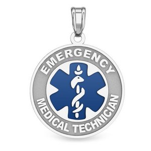 14k White Gold EMT Charm or Pendant with Blue Enamel