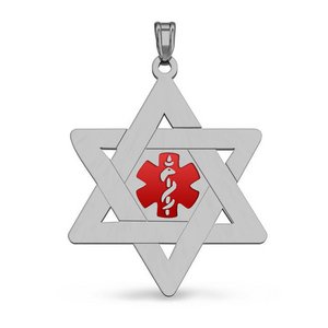 Stainless Steel Medical ID Star of David Charm or Pendant