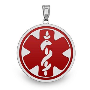 14k White Gold Medical ID Round Charm or Pendant