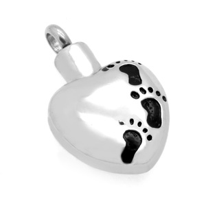 Stainless Steel Footprint Heart Cremation   Ash Holder