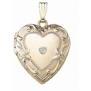 14K Yellow Gold Cremation   Hair Locket w  Diamond Center