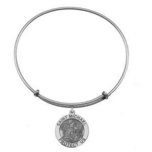 Expandable Bracelet W  Saint Michael Round Religious Charm