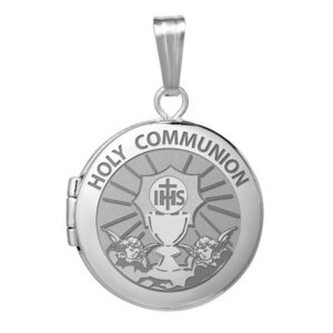 Sterling Silver Round  Picture   Holy Communion  Locket