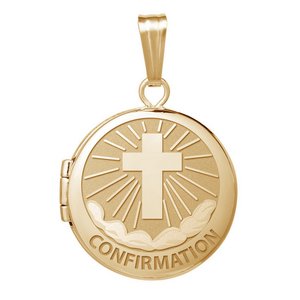 14k Yellow Gold Round  Confirmation  Cross Locket