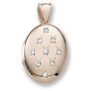 18k Premium Weight Yellow Gold Diamond Oval Locket