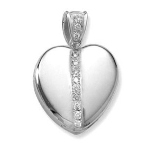 18k Premium Weight White Gold Diamond Heart Picture Locket