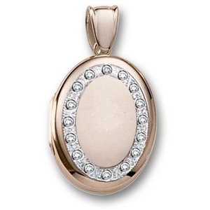 18k Premium Weight Yellow Gold Diamond Oval Locket