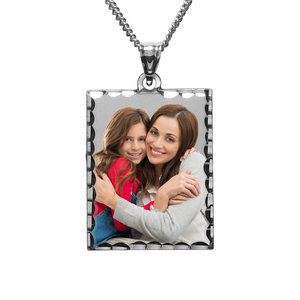 Petite Rectangle w  Diamond Cut Edge Photo Pendant Charm