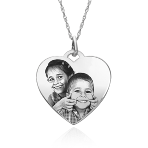 Antiqued Laser Carved Sterling Silver Photo Heart Pendant with 18  Necklace Included