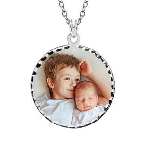Round Photo Pendant with Diamond Cut Edge