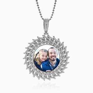 Crown of Thorns Photo Engraved Medium Cubic Zirconia Pendant