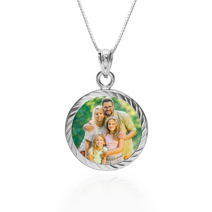 Petite Round Photo Engraved Charm w  Bezel Frame