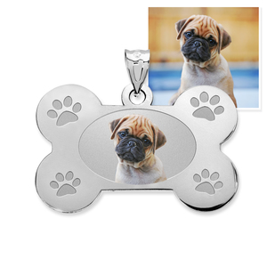 Photo Engraved Dog Bone Photo Pendant