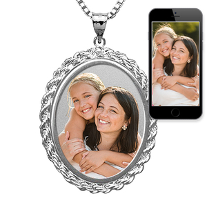 Oval with Rope Frame Photo Pendant Picture Charm