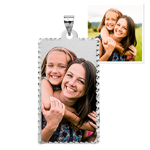 Rectangle Pendant with Diamond Cut Edge Photo Pendant Picture Charm