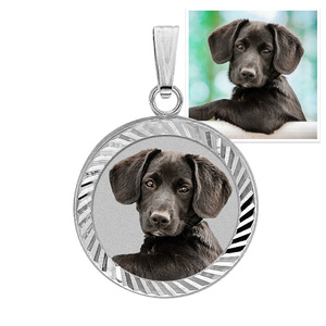 Petite Round Photo Engraved Charm w  Bezel Frame