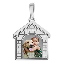 Photo Engraved Dog House Photo Pendant