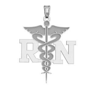 14K White Gold  RN  Medical Pendant