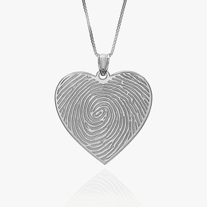 Custom Fingerprint Heart Charm or Pendant