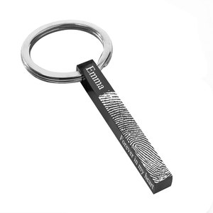 Personalized Fingerprint Vertical 3D Bar Keychain