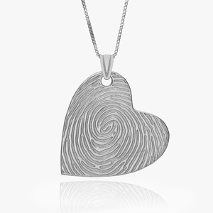 Custom Fingerprint Sideways Heart Charm or Pendant