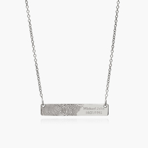 Custom Fingerprint Horizontal Bar Necklace