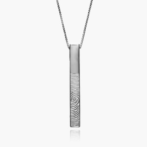 Personalized Fingerprint Vertical 3D Bar Necklace