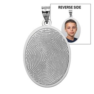 Custom Fingerprint Oval Charm or Pendant with Reverse Photo Option