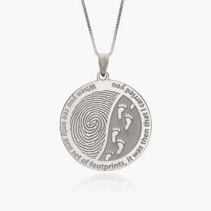 Custom Fingerprint Round Charm or Pendant with Footprints in the Sand quote