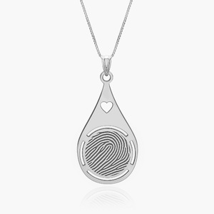 Custom Fingerprint Teardrop Charm or Pendant