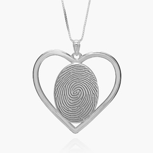 Custom Fingerprint 3D Heart Pendant