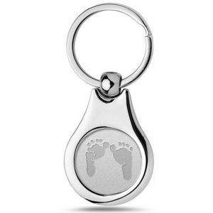 Stainless Steel Custom Footprint Round Keychain