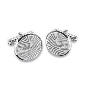 Sterling Silver Custom Fingerprint Round Cufflinks