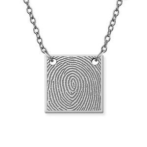 Custom Fingerprint Square Charm or Pendant