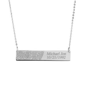 Custom Fingerprint Horizontal Bar Necklace